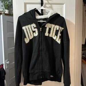 Black and gold justice zip up